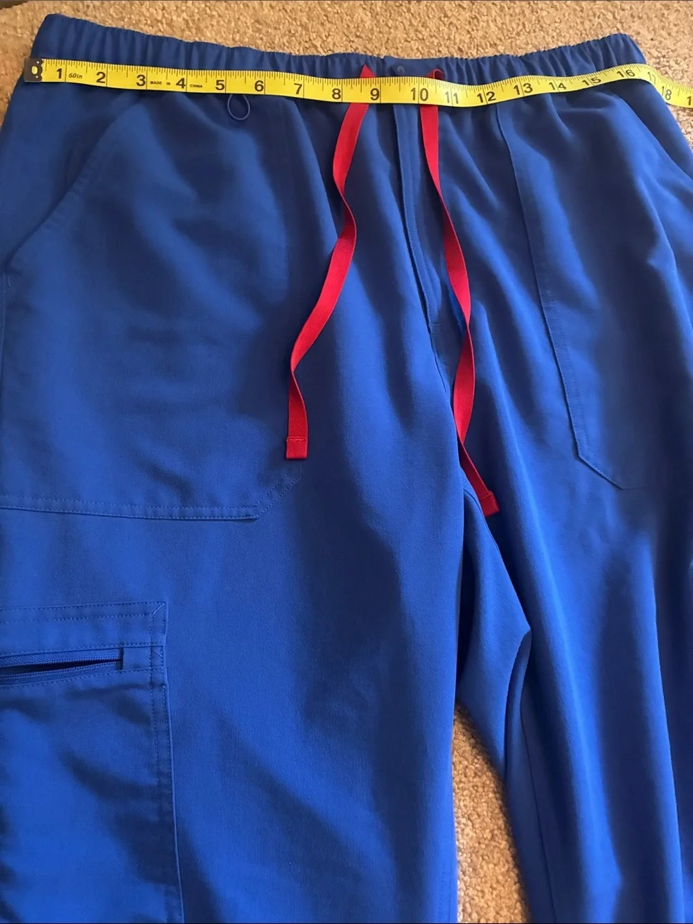 Figs Men’s Royal Blue Scrub Pants with Red Drawstring